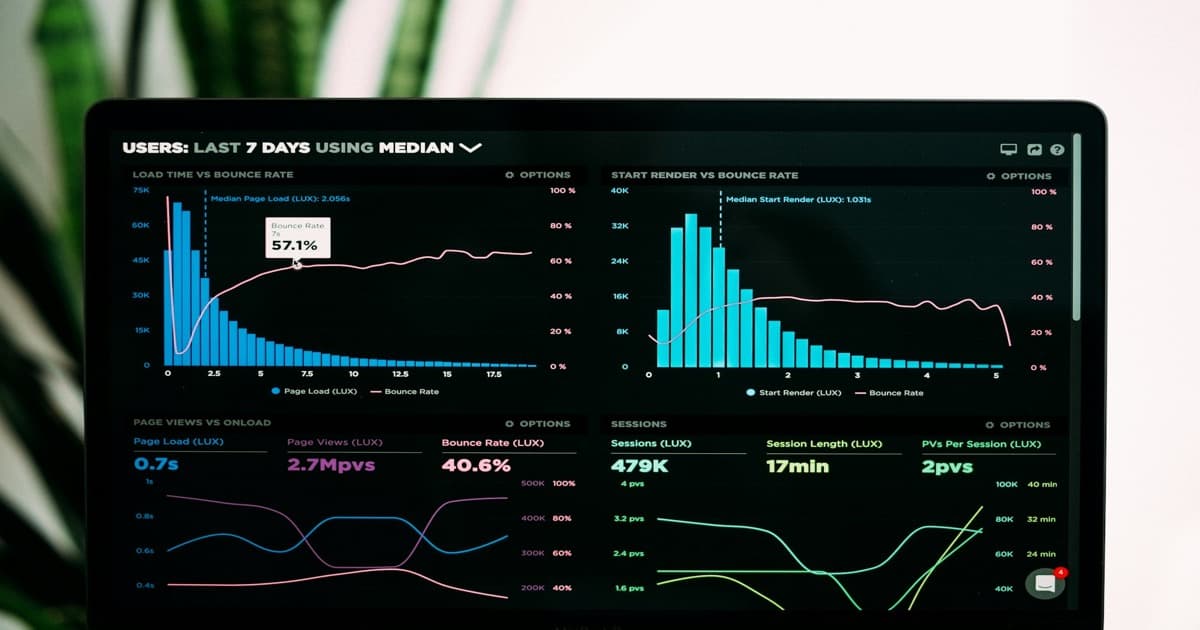 Tela de laptop exibindo gráficos de performance e analytics, simbolizando o painel de indicadores que todo gestor de temporada deveria ter à mão