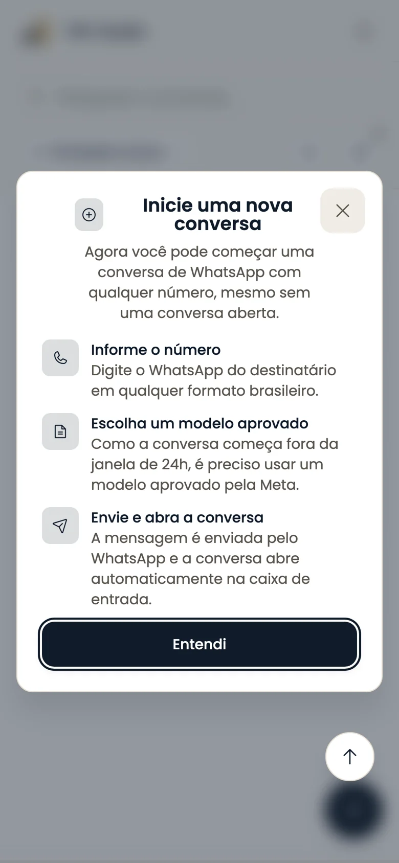 Início de uma conversa no celular