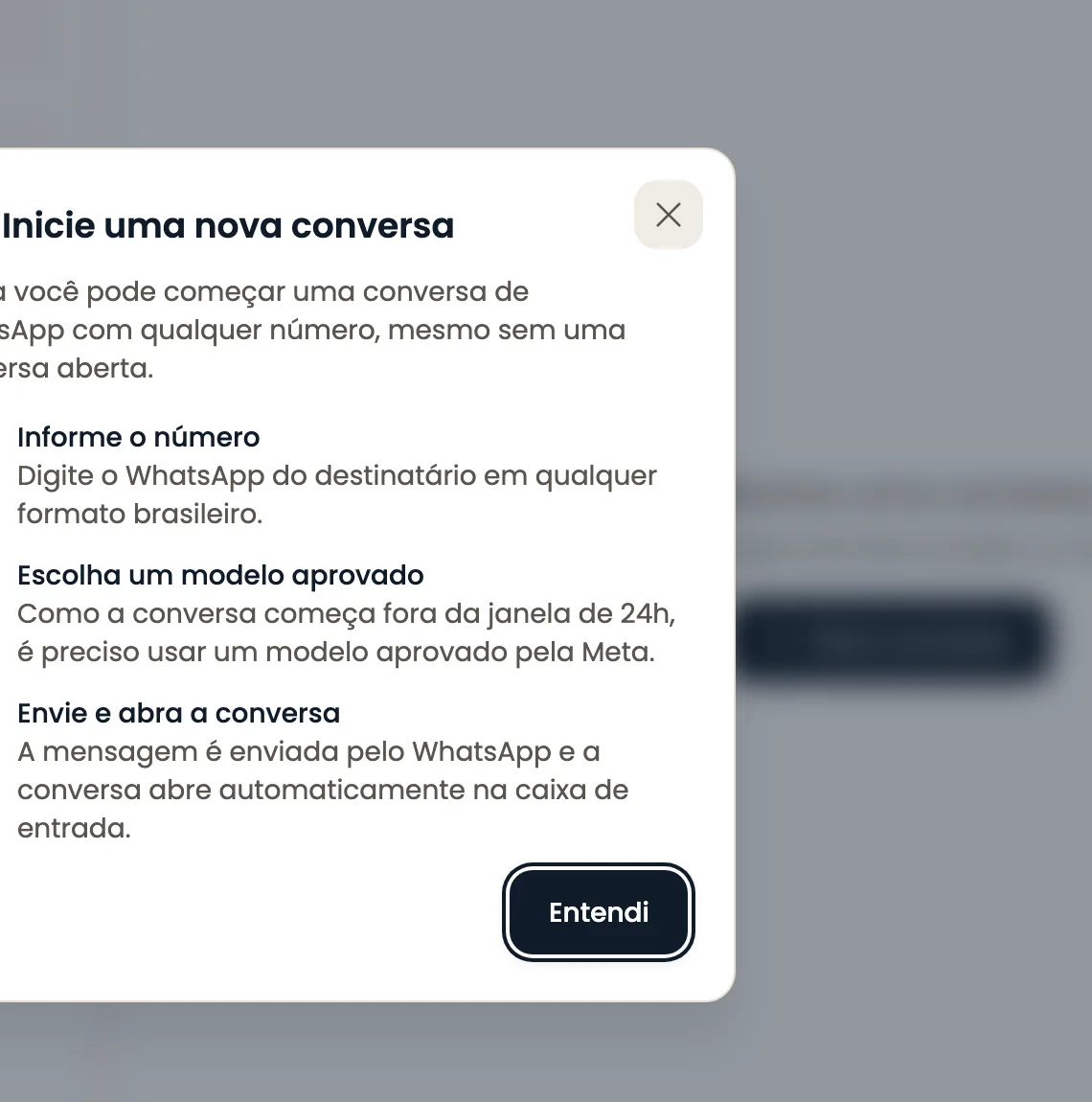 Início de uma conversa no inbox