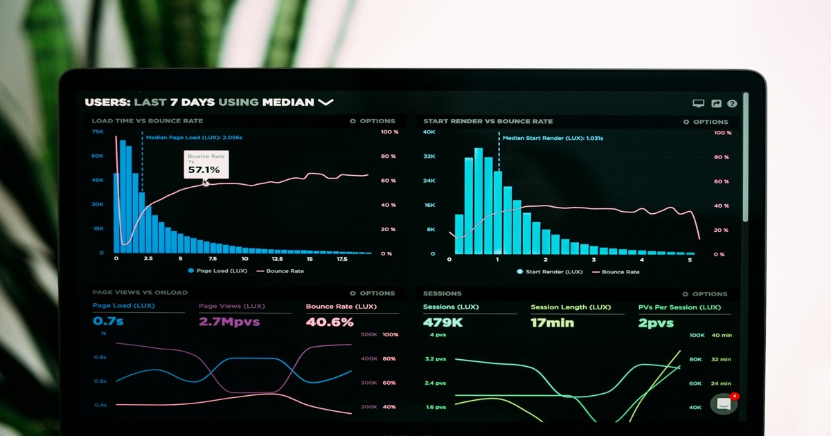 Tela de laptop exibindo gráficos de performance e analytics, simbolizando o painel de indicadores que todo gestor de temporada deveria ter à mão